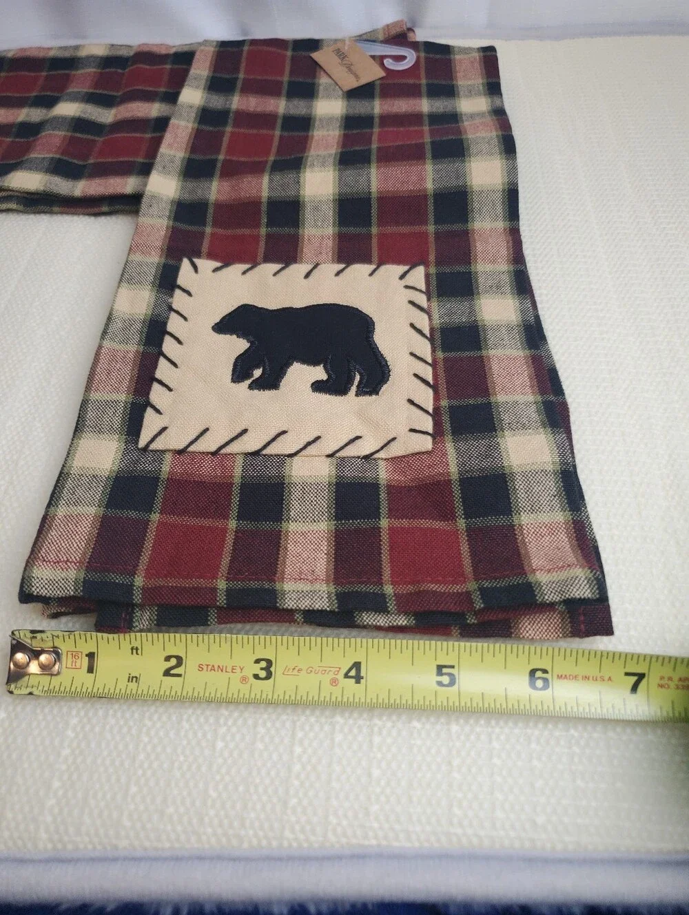 Set Of 2 NWT Concord Bear By Park Designs Kitchen Towels Plaid Rustic Primitive